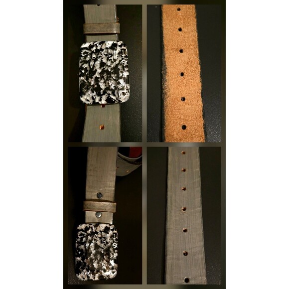 Isobelle Glass (Artist) 3D Belt Buckle and Dyed 41" Grey Belt. One of a Kind. - Picture 2 of 14